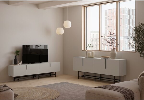 Kremowa niska komoda 200x77,5 cm Eldia – Marckeric