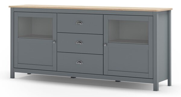 Szarozielona komoda z litego drewna sosnowego 180x80x40 cm Misti – Marckeric