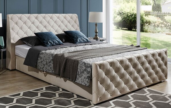 Łóżko tapicerowane Grey : Rozmiar - 160x200, Pojemnik na pościel - Tak, Grupa tkanin - GRUPA I
