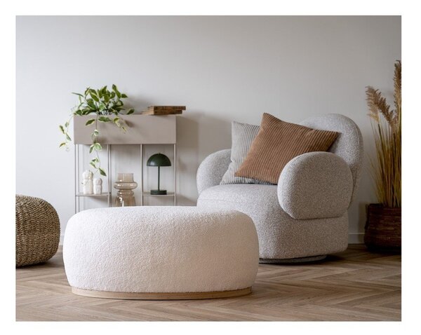 Biały puf z materiału bouclé Manhattan – House Nordic