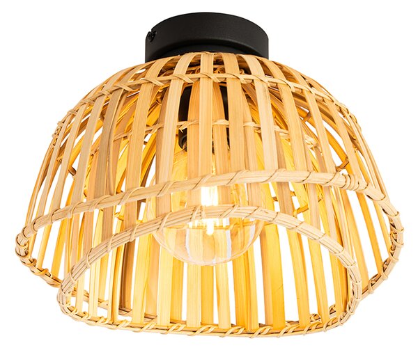 Orientalna lampa sufitowa czarna z naturalnym bambusem 30 cm - Pua