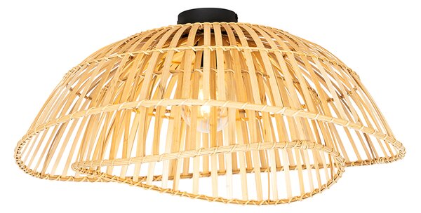 Orientalna lampa sufitowa czarna z naturalnym bambusem 62 cm - Pua Oswietlenie wewnetrzne