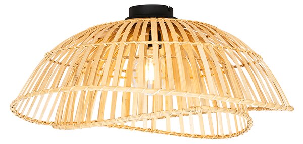 Orientalna lampa sufitowa czarna z naturalnym bambusem 62 cm - Pua