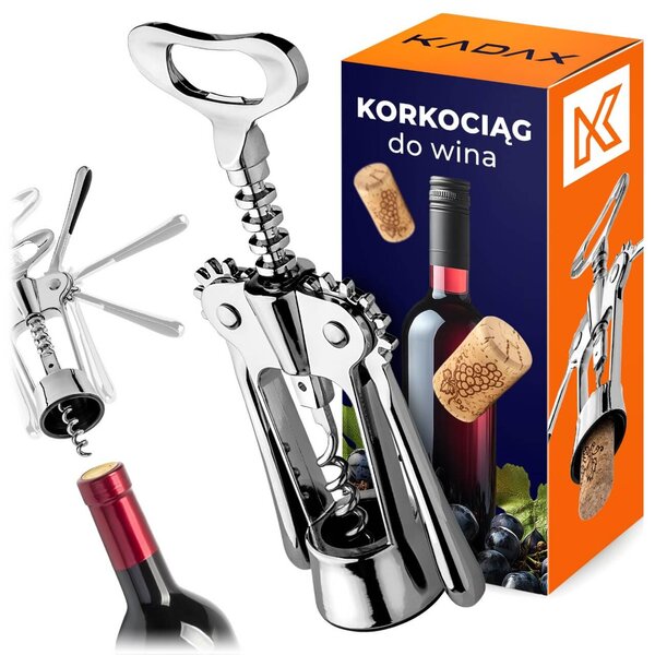 Wielofunkcyjny korkociąg do wina, srebrny