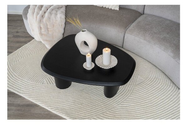 Czarny stolik z blatem w dekorze jesionu 78x96 cm Tirano – House Nordic