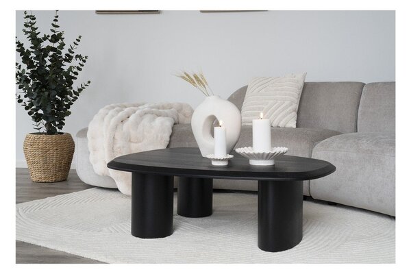 Czarny stolik z blatem w dekorze jesionu 78x96 cm Tirano – House Nordic