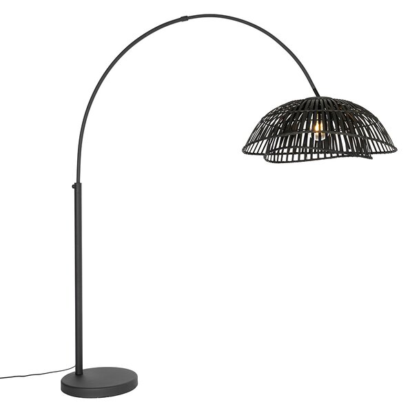 Luk Orientalna lampa łukowa czarny bambus - Pua Oswietlenie wewnetrzne