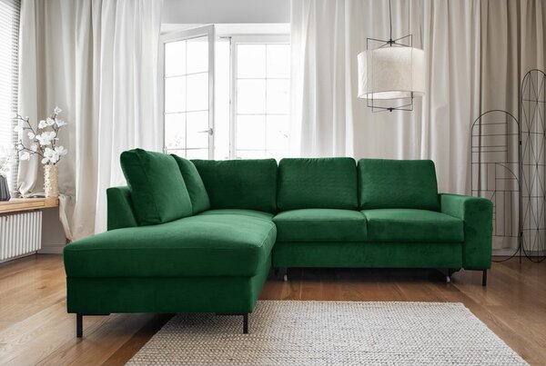 Ciemnozielony sztruksowy rozkładany narożnik (lewostronny) Lofty Lilly – Miuform