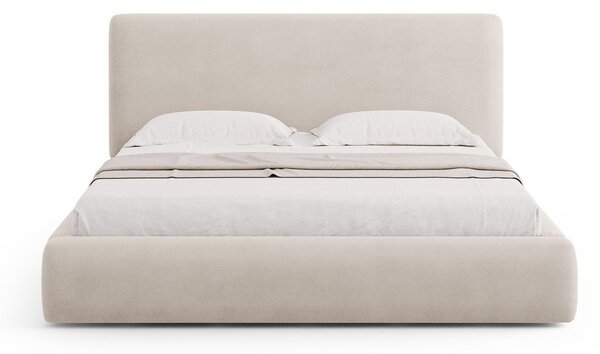 Beżowe tapicerowane łóżko dwuosobowe ze schowkiem i stelażem 180x200 cm Colonel – Cosmopolitan Design