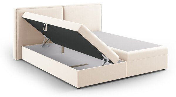 Kremowe łóżko boxspring ze schowkiem 160x200 cm Arendal – Cosmopolitan Design