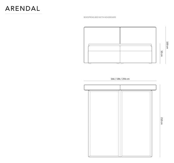 Kremowe łóżko boxspring ze schowkiem 160x200 cm Arendal – Cosmopolitan Design
