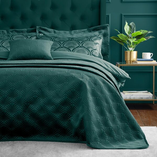 Zielona narzuta pikowana 220x230 cm Art Deco Pearl – Catherine Lansfield