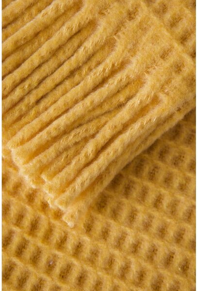Żółty pled Euromant Waffle, 140x180 cm