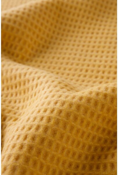 Żółty pled Euromant Waffle, 140x180 cm