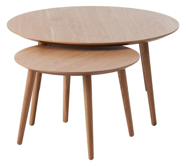 Okrągłe stoliki w dekorze dębu zestaw 2 szt. ø 88 cm Adda – Unique Furniture