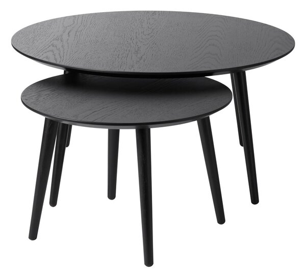 Czarne okrągłe stoliki zestaw 2 szt. ø 88 cm Adda – Unique Furniture