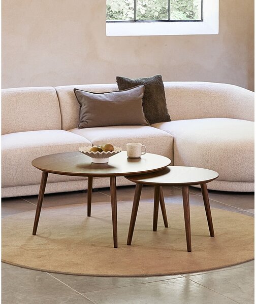 Brązowe okrągłe stoliki w dekorze dębu zestaw 2 szt. ø 88 cm Adda – Unique Furniture