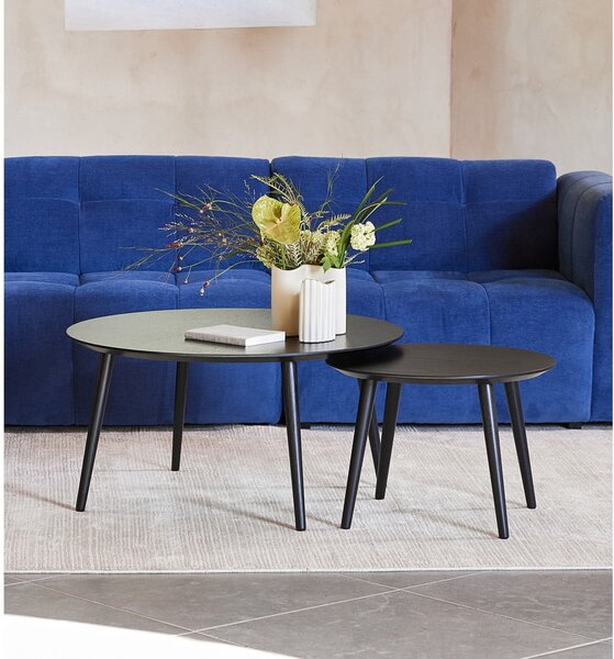 Czarne okrągłe stoliki zestaw 2 szt. ø 88 cm Adda – Unique Furniture
