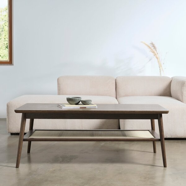 Brązowy stolik z blatem w dekorze dębu 60x120 cm Barrali – Unique Furniture