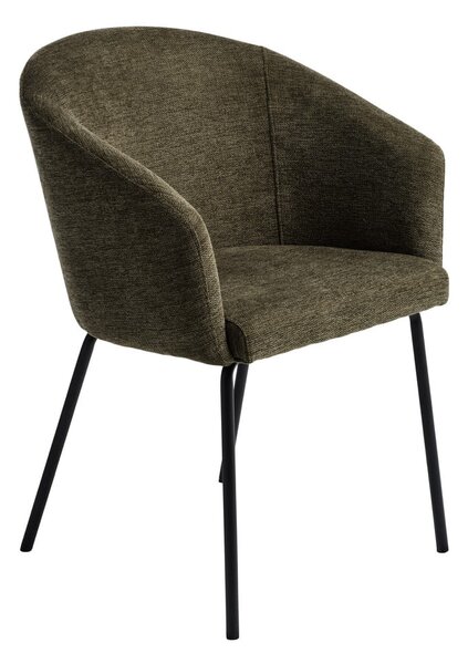 Tapicerowany fotel jadalniany z podłokietnikami w kolorze khaki Easton – Unique Furniture