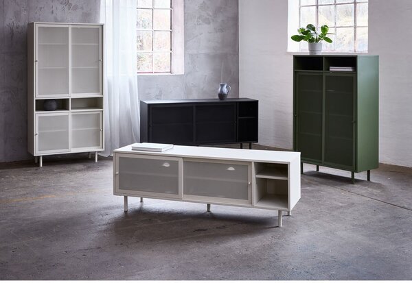 Czarna metalowa szafka z drzwiami przesuwnymi 90x140x40 cm Veep – Unique Furniture