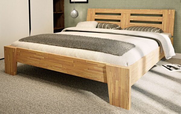 Łóżko drewniane Morreno : Rozmiar - 140x200, Rodzaj drewna - Dąb, Wybarwienie drewna - Dąb olej
