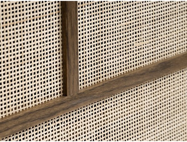 Ciemnobrązowa niska komoda w dekorze dębu z drzwiami przesuwnymi 180x80 cm Barrali – Unique Furniture
