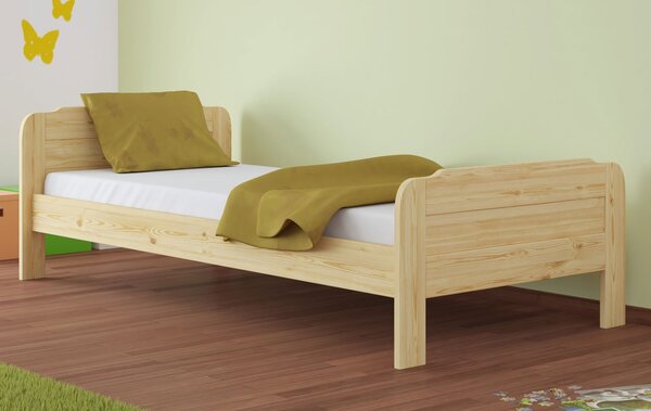 Łóżko drewniane Calpe : Rozmiar - 90x200, Rodzaj drewna - Sosna, Wybarwienie drewna - Sosna naturalna