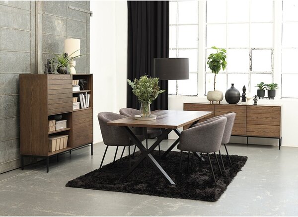 Ciemnoszary tapicerowany fotel jadalniany z podłokietnikami Easton – Unique Furniture