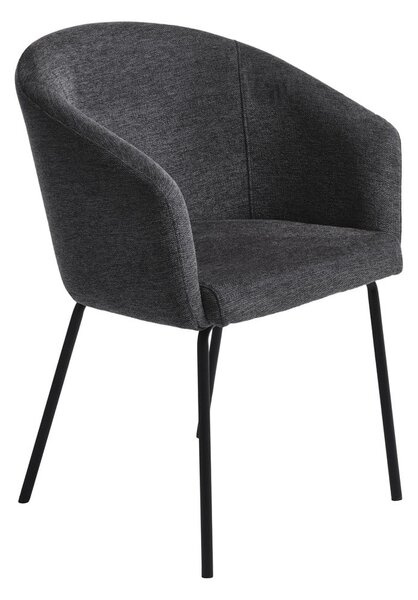 Ciemnoszary tapicerowany fotel jadalniany z podłokietnikami Easton – Unique Furniture