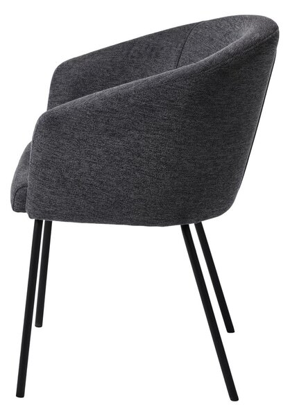Ciemnoszary tapicerowany fotel jadalniany z podłokietnikami Easton – Unique Furniture