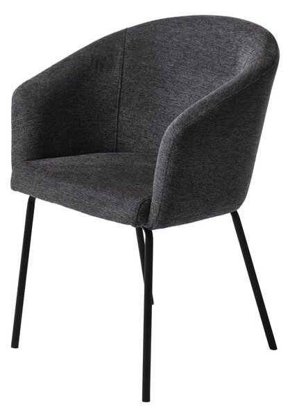 Ciemnoszary tapicerowany fotel jadalniany z podłokietnikami Easton – Unique Furniture