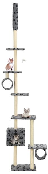Drapak dla kota z sizalowymi słupkami, 260 cm, szary w łapki