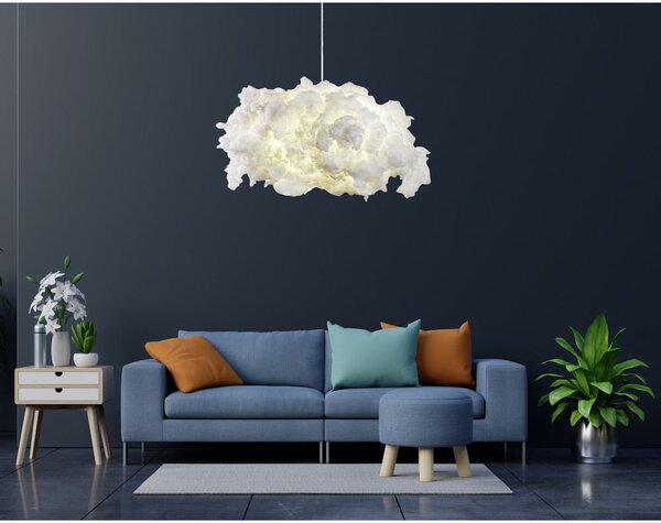 Biała lampa wisząca z tekstylnym kloszem Serenity – Opviq lights