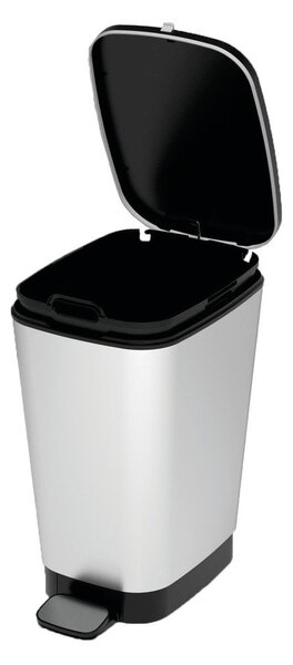 Plastikowy kosz na śmieci z pedałem w kolorze srebra 25 l Chic Bin – KIS