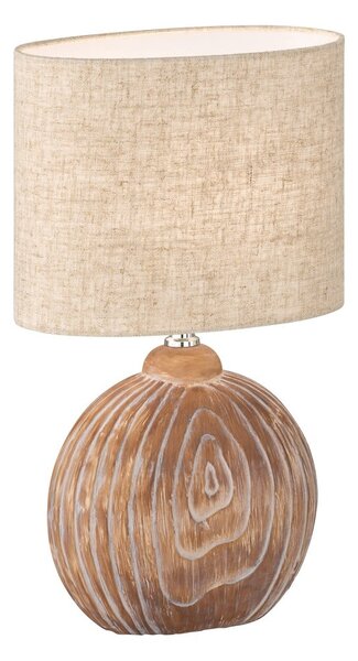 Brązowo-beżowa ceramiczna lampa stołowa z tekstylnym kloszem (wysokość 39 cm) Tobse – Fischer & Honsel