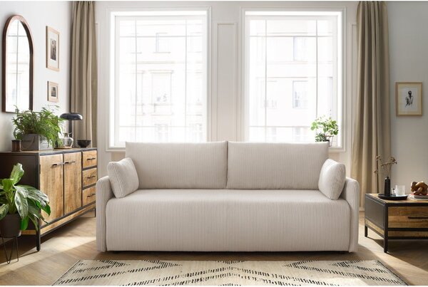 Beżowa sztruksowa rozkładana sofa 211 cm Marcel – Bobochic Paris