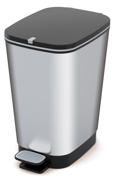 Plastikowy kosz na śmieci z pedałem w kolorze srebra 25 l Chic Bin – KIS