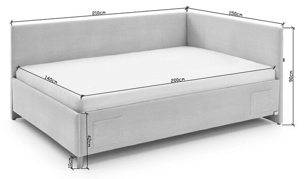 Beżowe tapicerowane narożne łóżko dziecięce bez stelaża 140x200 cm Cool – Meise Möbel