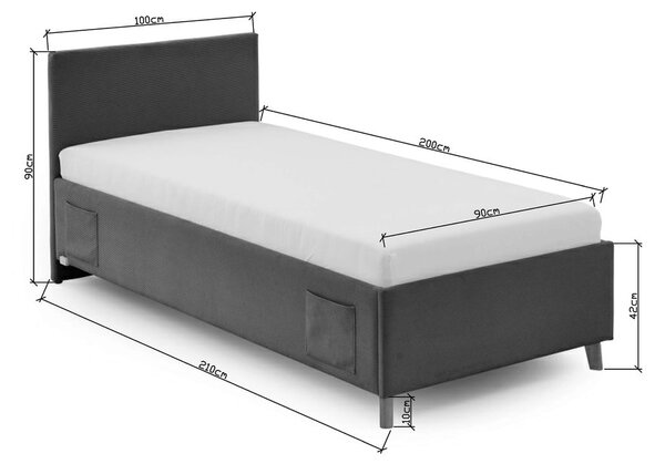 Antracytowe tapicerowane łóżko dziecięce bez stelaża 90x200 cm Cool – Meise Möbel