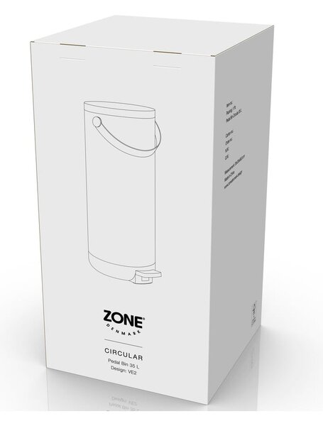 Biały plastikowy kosz na śmieci z pedałem 35 l Circular – Zone