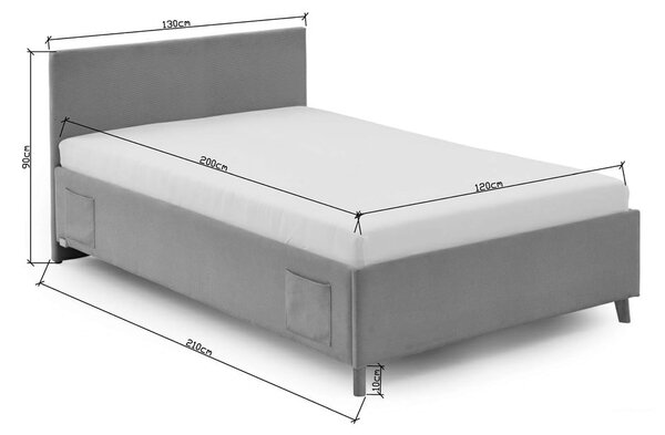 Beżowe tapicerowane łóżko dziecięce ze schowkiem ze stelażem 120x200 cm Cool – Meise Möbel