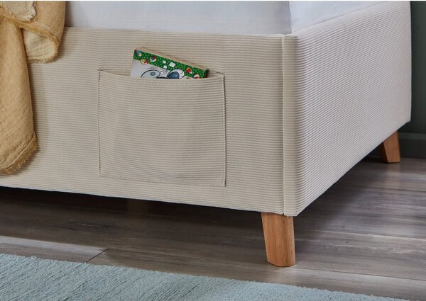 Beżowe tapicerowane łóżko dziecięce ze schowkiem ze stelażem 120x200 cm Cool – Meise Möbel
