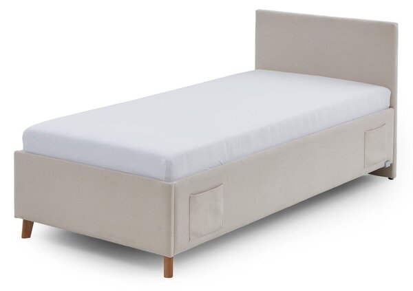 Beżowe tapicerowane łóżko dziecięce ze schowkiem ze stelażem 90x200 cm Cool – Meise Möbel