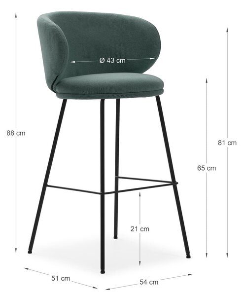 Zielone hokery zestaw 2 szt. (wysokość siedziska 65 cm) Rush – Marckeric