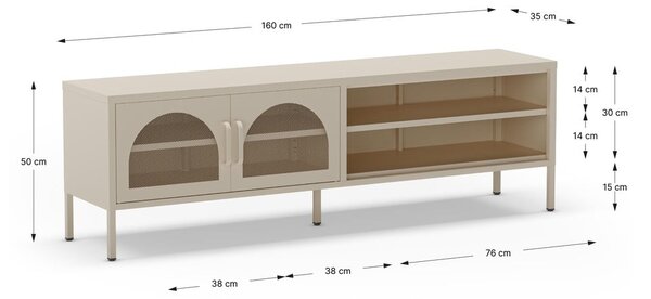 Kremowa szafka pod TV 160x50 cm Diora – Marckeric