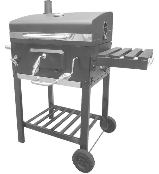 Grill ogrodowy węglowy BOTTARI Vulcano Zamykany, żeliwny ruszt, komin, kółka, termometr