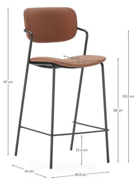 Ceglaste hokery zestaw 2 szt. (wysokość siedziska 68 cm) Maika – Marckeric