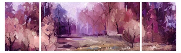 Obraz - Malarstwo pejzażowe jesienne (170x50 cm)
