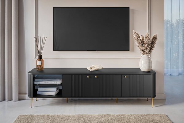 Szafka RTV Vesper 3D 187 cm - czarny / złote nogi